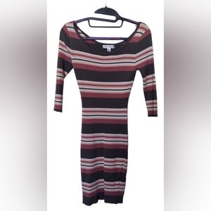 Pink Striped Form-fitting Knit Dress Size Medium